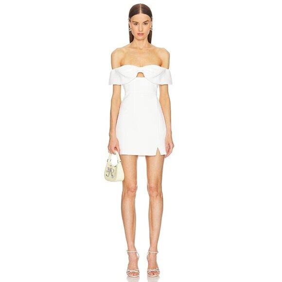 self-portrait Crepe Bow Mini Dress in White 2 New Womens Strapless Bridal - Picture 13 of 15